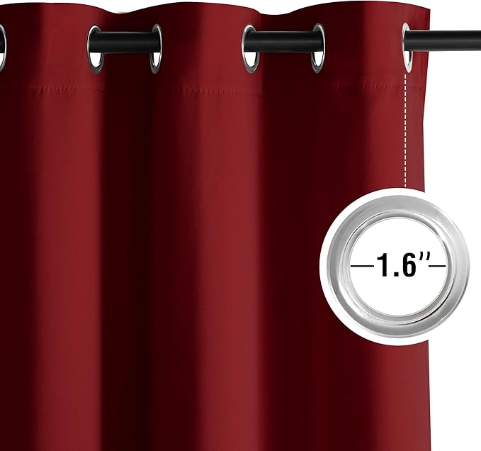 NICETOWN Room Darkening Draperies Curtains Panels, 2 Panels Burgundy Red W52 x - Image 4