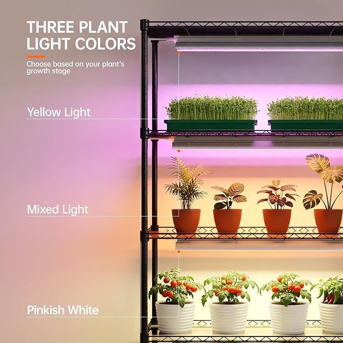 Bstrip Plant Stand with Grow Lights, 5 Tier Large 47.2x17.8x71IN Plant Shelf - Image 4