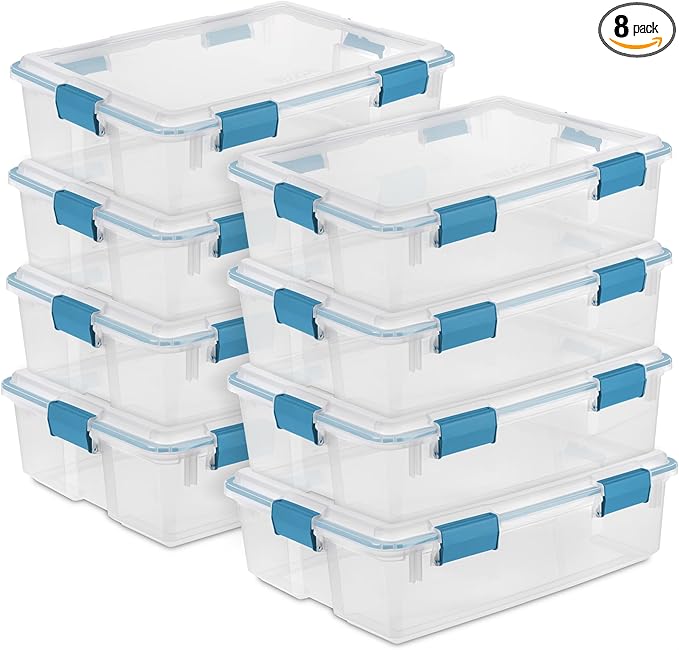 Sterilite 8-Pack Gasket Box, Weather-Resistant Storage Bins by Sterilite