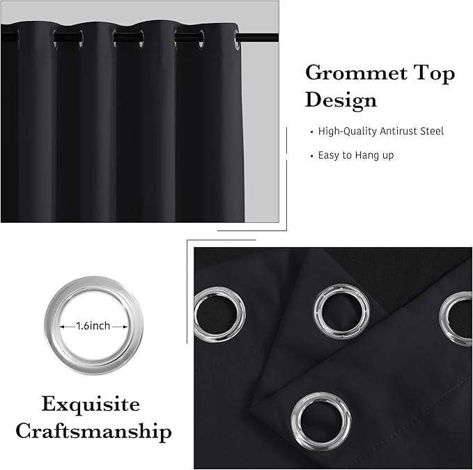 RYB HOME Extra Long 100% Blackout Room Divider Curtains - Image 6