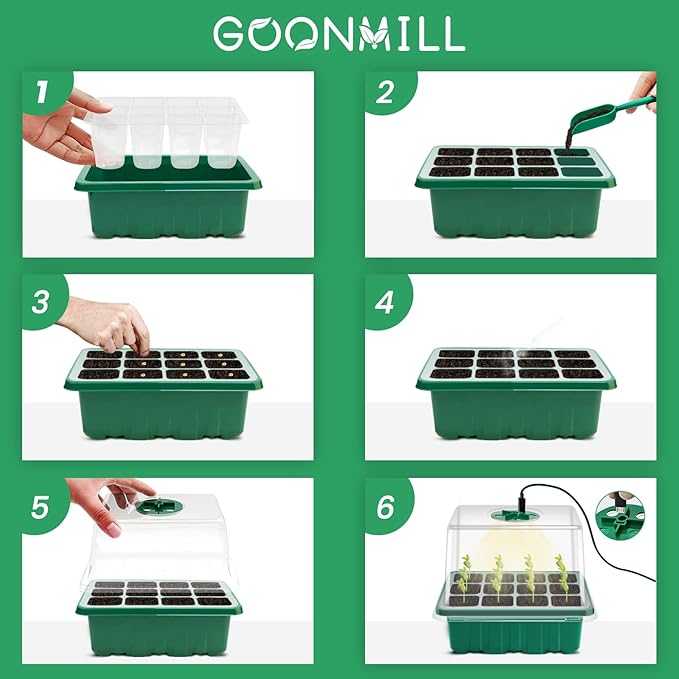 Seed Starter Tray with Grow Light, 5 Packs Plant Starter Tray Seedling Starter - Image 7