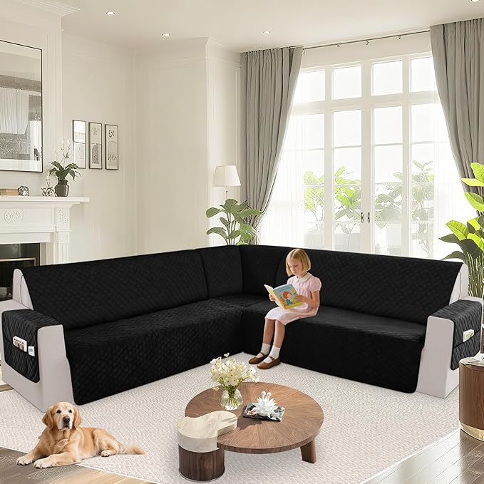 Arfntevss Waterproof Sectional Couch Covers L Shape Washable Velvet Sofa Cover - Image 6