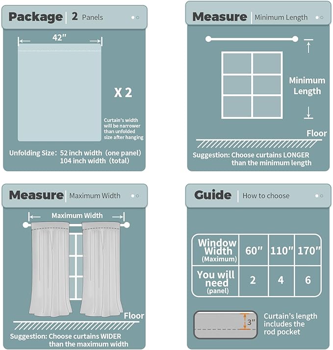 BGment 100% Blackout Curtains for Bedroom 63 Inch Length 2 Panels, Thermal - Image 8