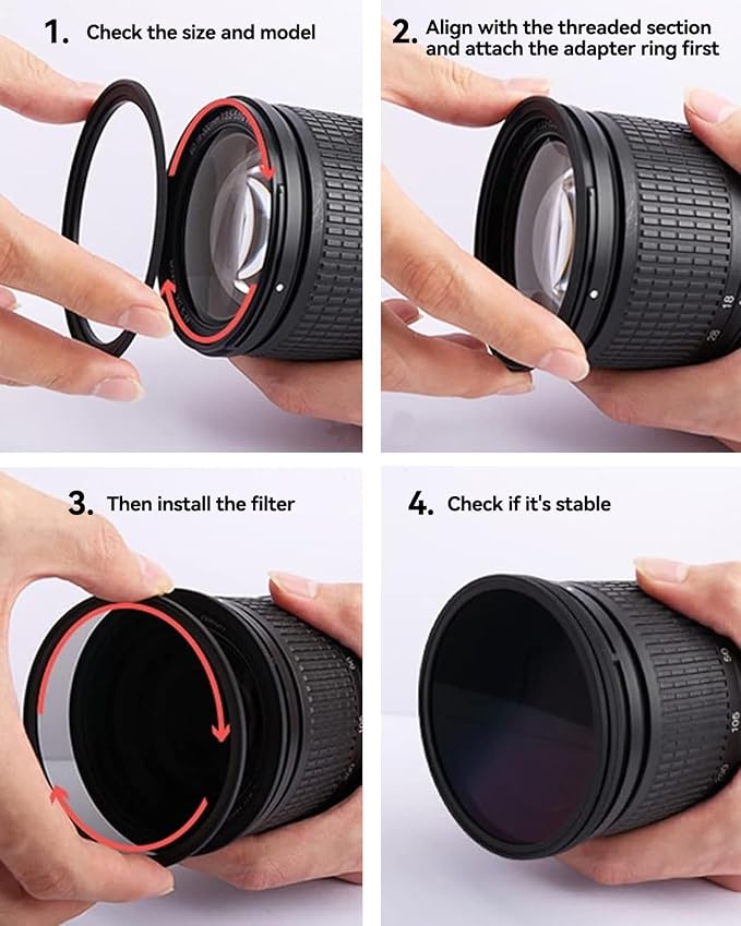43-58mm Metal Step-Up Ring Adapter Compatible - Image 7