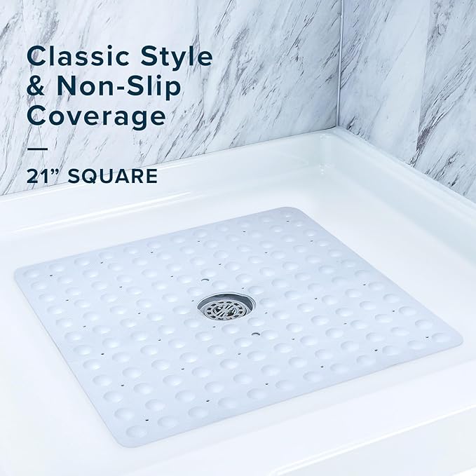 SlipX Solutions Square Natural Rubber Shower Stall Mat, 21” x 21”, Non Slip - Image 2