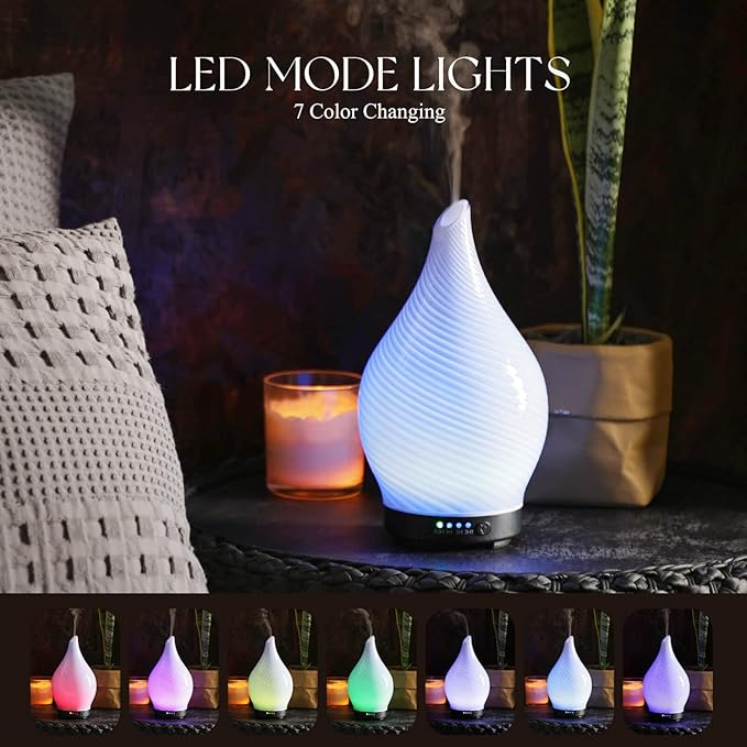 Porseme 150ml Essential Oil Diffuser Glass Color Changing Aroma Air Diffusers - Image 2