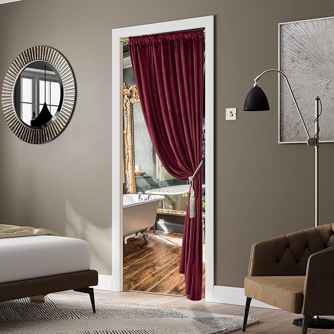 Burgundy Curtains for Bedroom, Back Tab Rod Pocket Single Curtain Panel - Image 8