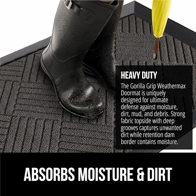 GORILLA GRIP 100% Waterproof All-Season WeatherMax Doormat US Designed Natural - Image 4