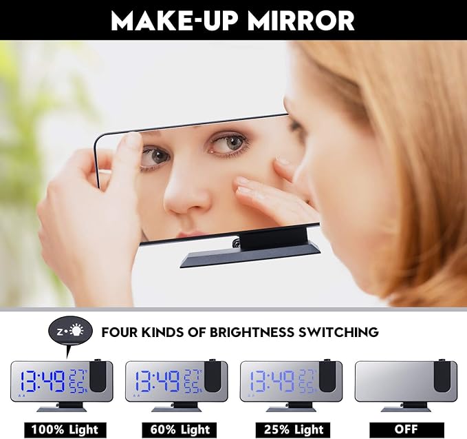 Projection Digital Alarm Clock for Bedrooms, Alarm Clock Radio on Ceiling - Image 4