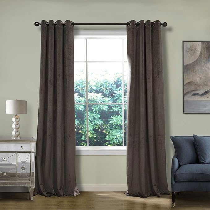 ChadMade Blackout Lined Premium Velvet Curtain Brown 100Wx120L Inch, Eyelet by ChadMade