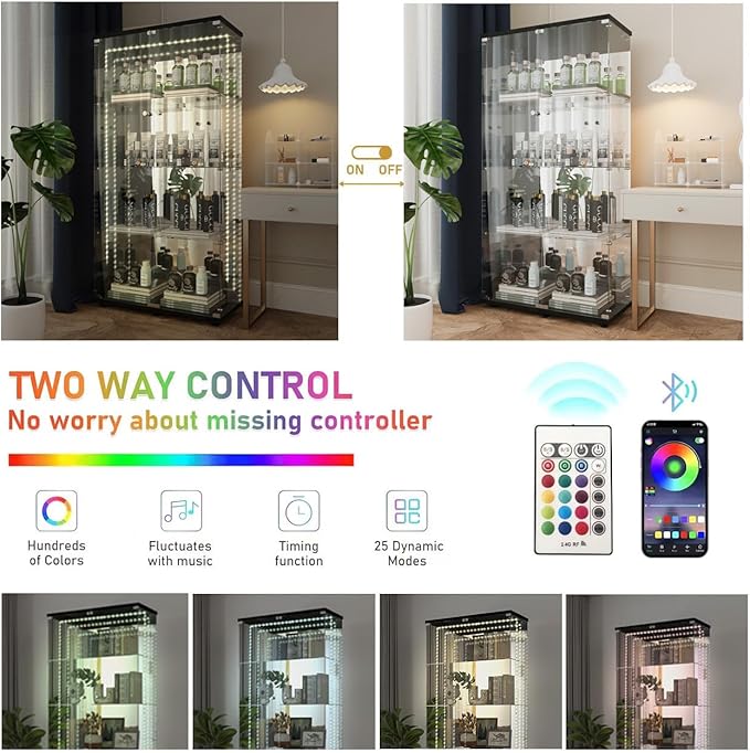 Yoluckea 4 Tiers Glass Display Cabinet - Image 3