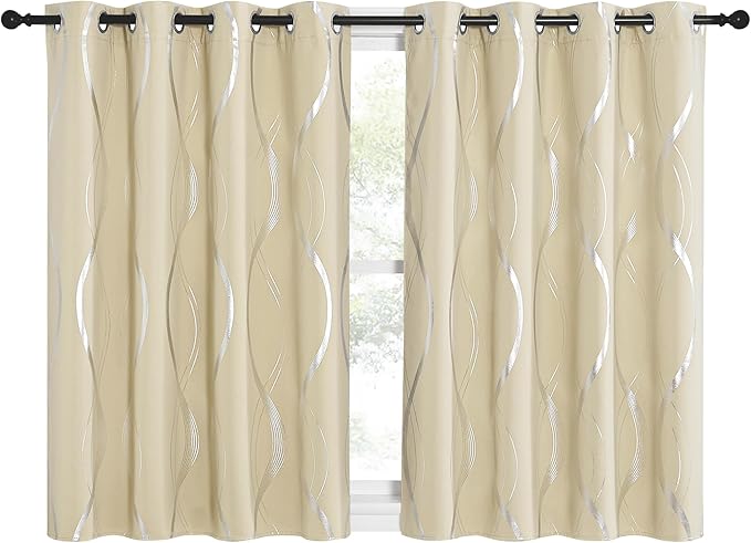 NICETOWN Kitchen Blackout Curtain Panels, Stone Blue, 34 by 54 Inch, Window - Image 2