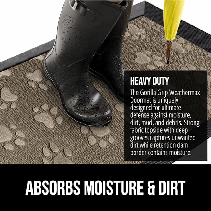 GORILLA GRIP 100% Waterproof All-Season WeatherMax Doormat 35x23, US Designed - Image 4