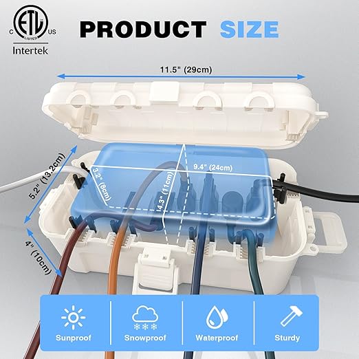 Flemoon Outdoor Electrical Box Waterproof, Medium Weatherproof Electrical Box - Image 3