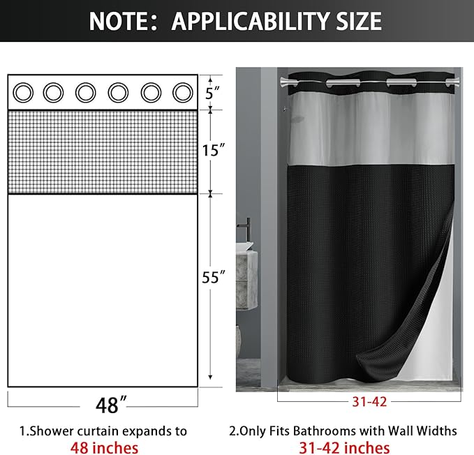 No Hook Shower Curtain and Liner Set - Image 6