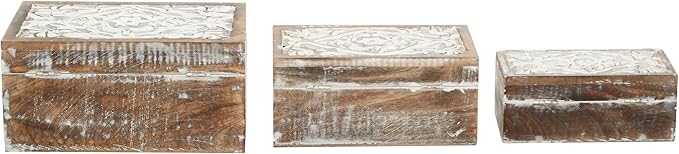 Deco 79 Wood Floral Handmade Decorative Box Decorative Keepsake Boxes - Image 3