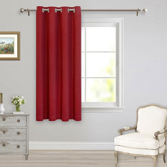 MYSKY HOME Red Curtains Bedroom Curtains 63 Inch Long Blackout Curtains - Image 7