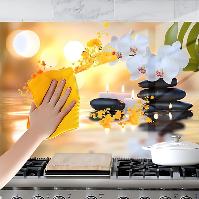 NYZE Kitchen Backsplash Stickers Waterproof Stove Backsplash Protector - Image 6