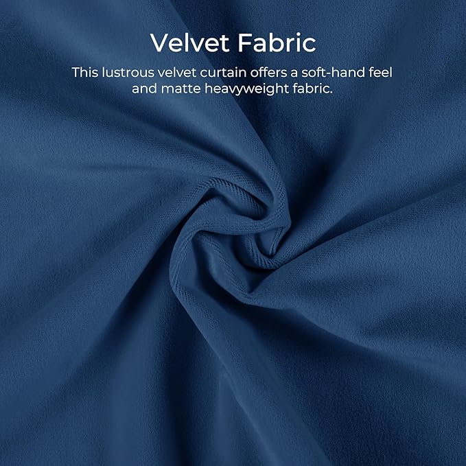 TWOPAGES Luxury Velvet Curtain Pinch Pleated Indigo Curtain 108 inch Long - Image 4