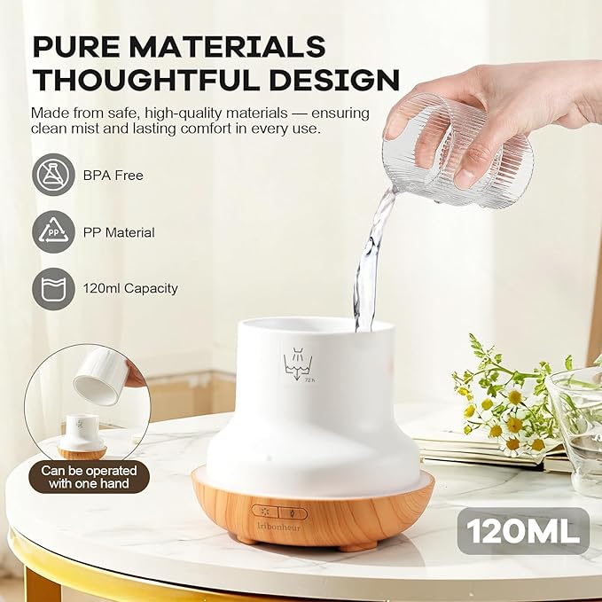 Essential Oil Diffuser with Night Lamp | 120ml USB Portable Aroma Diffuser with - Image 6