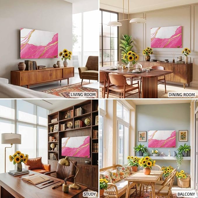 Elastic Indoor TV Cover 55" Dust Protector, Nature Marble Crack Yellow Lines - Image 6