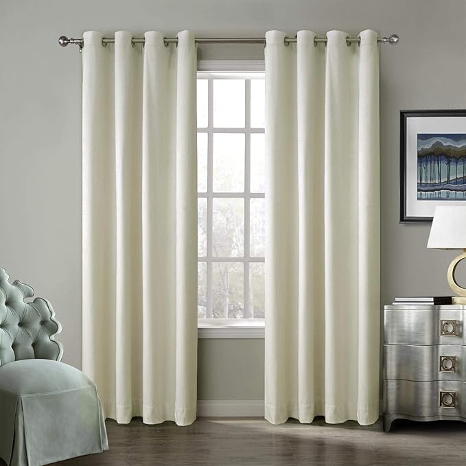 ChadMade Extra Wide Blackout Lined Premium Velvet Curtain Beige 120Wx102L Inch by ChadMade