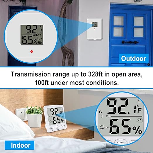 Urageuxy Indoor Outdoor Thermometer Wireless Digital Hygrometer Temperature and - Image 6