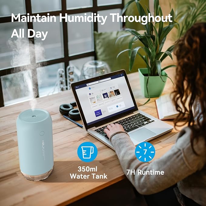 Portable Mini Humidifier, KQLKJ 350ml Small Cool Mist Humidifier, USB Personal - Image 3
