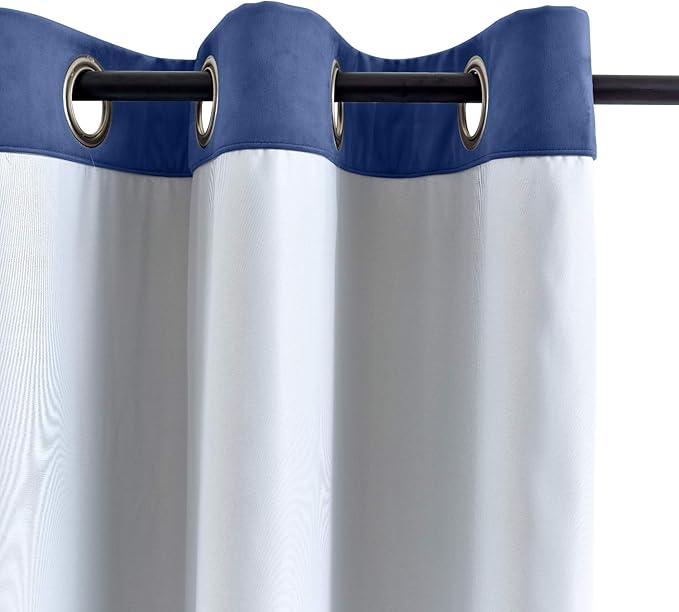 ChadMade Blackout Lined Premium Velvet Curtain Ocean Blue 100Wx96L Inch - Image 3