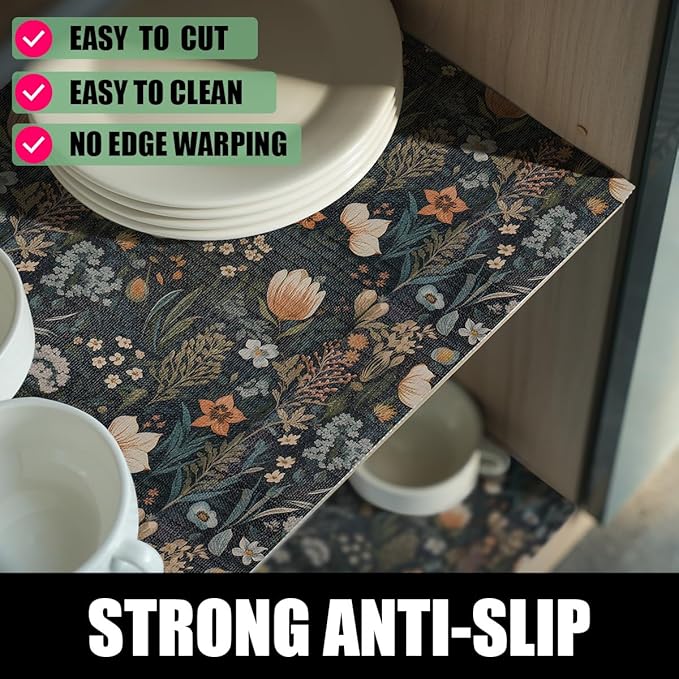 Vintage Floral Drawer Liner, Non-Adhesive and Strong Non-Slip Floral Shelf - Image 2