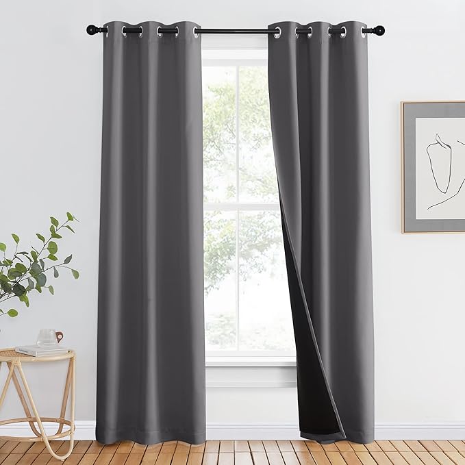 NICETOWN Grey Full Shade Curtain Panel, Energy Smart & Noise Blocking Out by NICETOWN