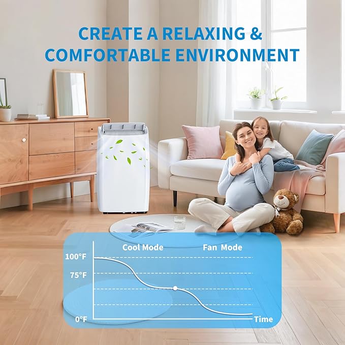 14K BTU Portable Air Conditioners, Cools up to 750 Sq. Ft 3-in-1 Movable AC - Image 3