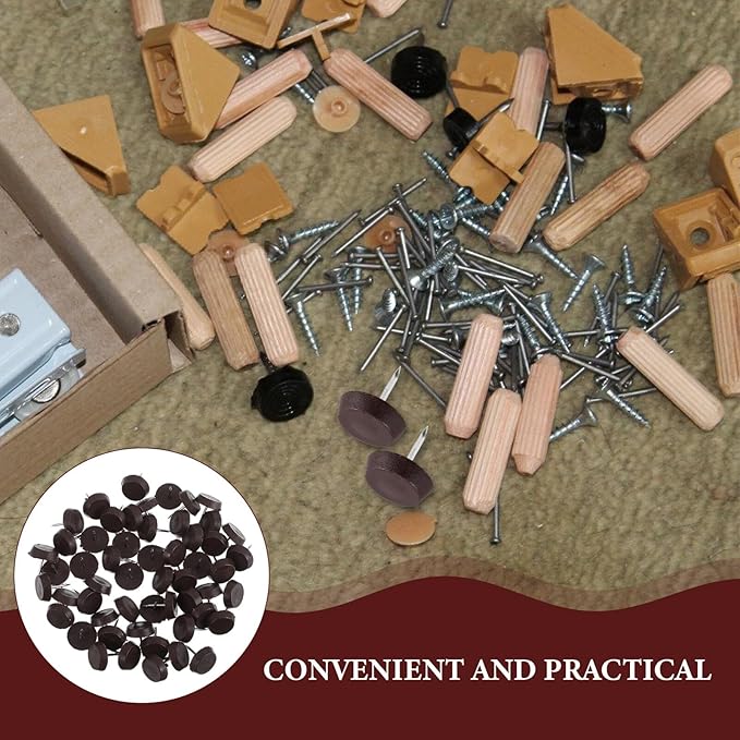 100pcs Brown Plastic Nail-on Furniture Feet Levelers Anti-Slip Floor Protectors - Image 8