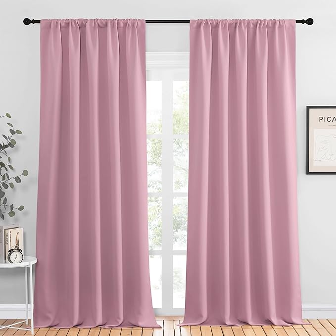 NICETOWN Blackout Curtains for Living Curtains, Rouge Pink, 2 Panels, 52 by 95 by NICETOWN