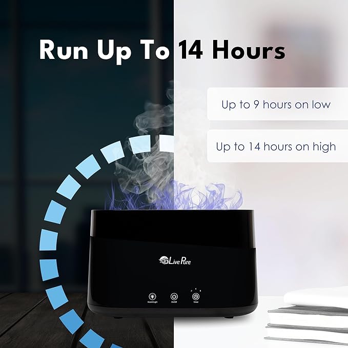 LivePure LP300HUM Aqua Flame Cool Mist Humidifier – Small Ultrasonic Plant - Image 6