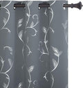 BUHUA Flower Print Blackout Curtains Thermal Insulated Window Curtains Silver by BUHUA