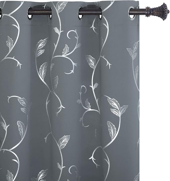 BUHUA Room Darkening Curtains Vine Print Window Blackout Curtains Thermal by BUHUA