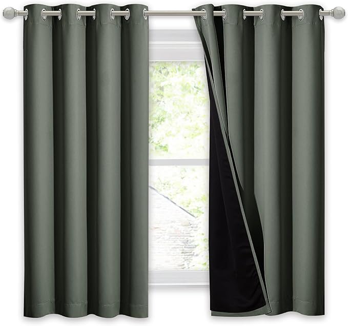 NICETOWN Dark Mallard 100% Blackout Lined Curtain, 2 Thick Layers Completely - Image 2