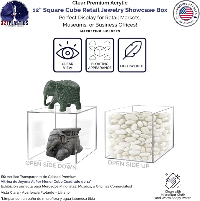 4 Pack Acrylic Display Box 12" W Square Hollow Cube Clear Art Sculpture - Image 4