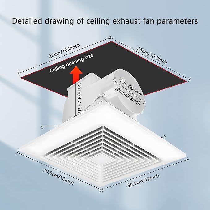 Bathroom Exhaust Fan for Ceiling, Household Bath Vent Ventilation Fan, 110 CFM - Image 6
