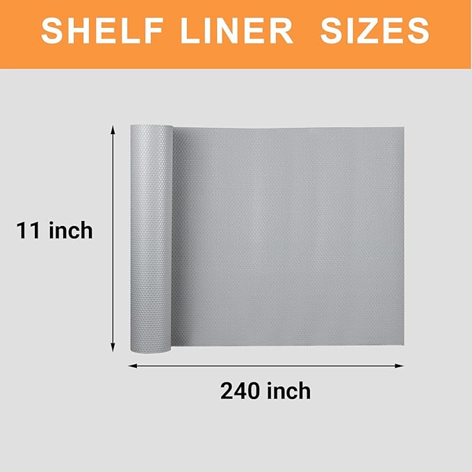 FLPMIX Cabinets Shelf Liner Light Gray: Waterproof Kitchen Drawer Liners 11 in - Image 8
