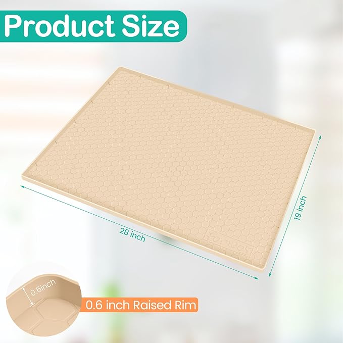 Waterproof Under Sink Mat 28" x 19", Silicone Cabinet Liner, Rubber Protector - Image 2