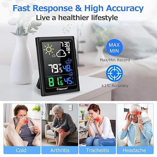 Geevon Indoor Outdoor Thermometer Wireless Weather Station - Image 5