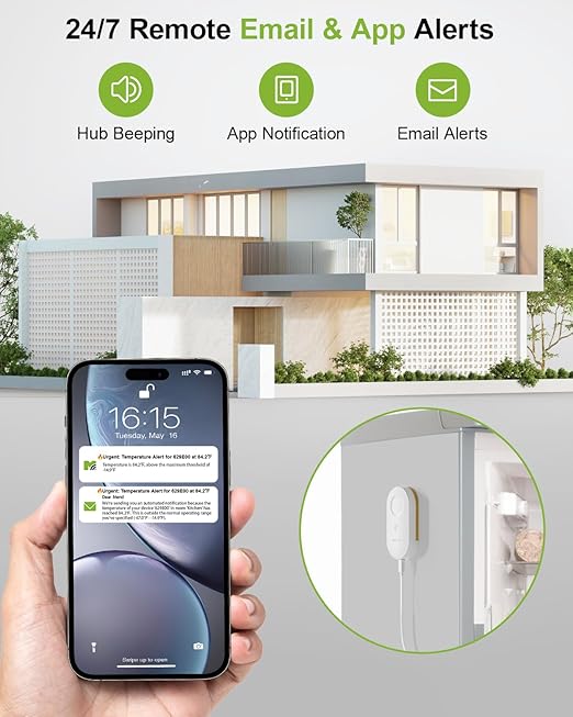 MOCREO WiFi Refrigerator Thermometer Digital Freezer Alarm, Remote Email & App - Image 2