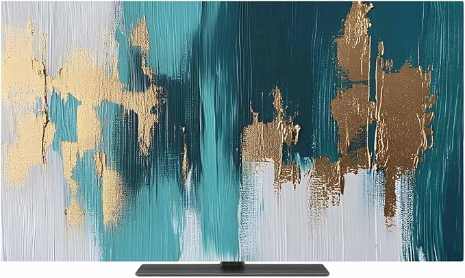 Blue Green Marble Texture Indoor TV Cover, Elastic TV Screen Protector Abstract - Image 2