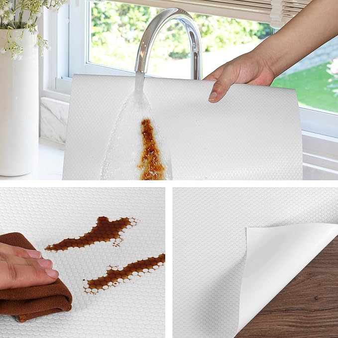 White Shelf Liners for Kitchen Cabinets Non Adhesive Drawer Liner for Bathroom - Image 3