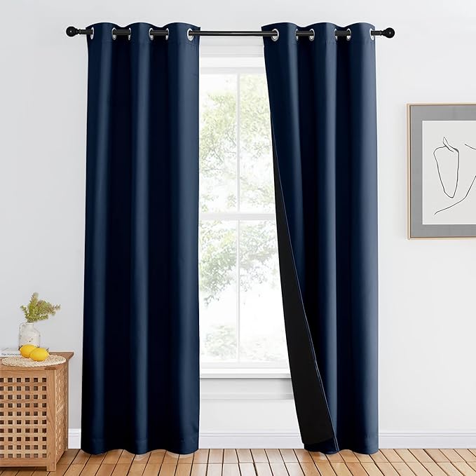 NICETOWN 100% Blackout Curtain Set, 42W x 80L, Thermal Insulated & Energy by NICETOWN