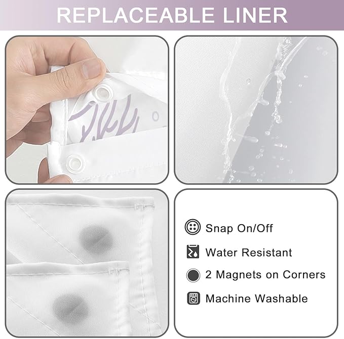 Extra Long No Hook Shower Curtain - Image 5