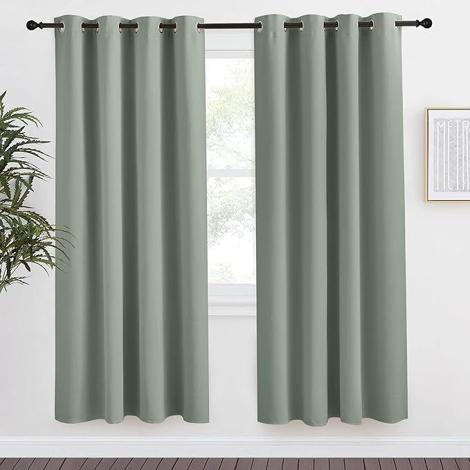 NICETOWN Blackout Greyish Green Curtain 78 inch Length by NICETOWN