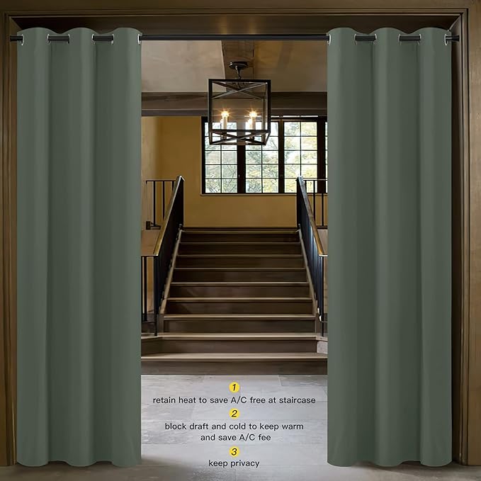 NICETOWN Dark Mallard Blackout Room Darkening Window Curtain Thermal Insulated - Image 3